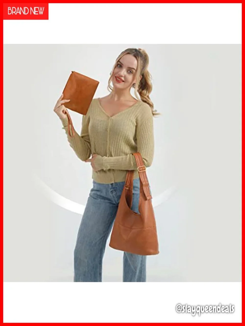 Hobo Purse for Women Vegan Leather Shoulder Bag with Wristlet Soft Slouchy